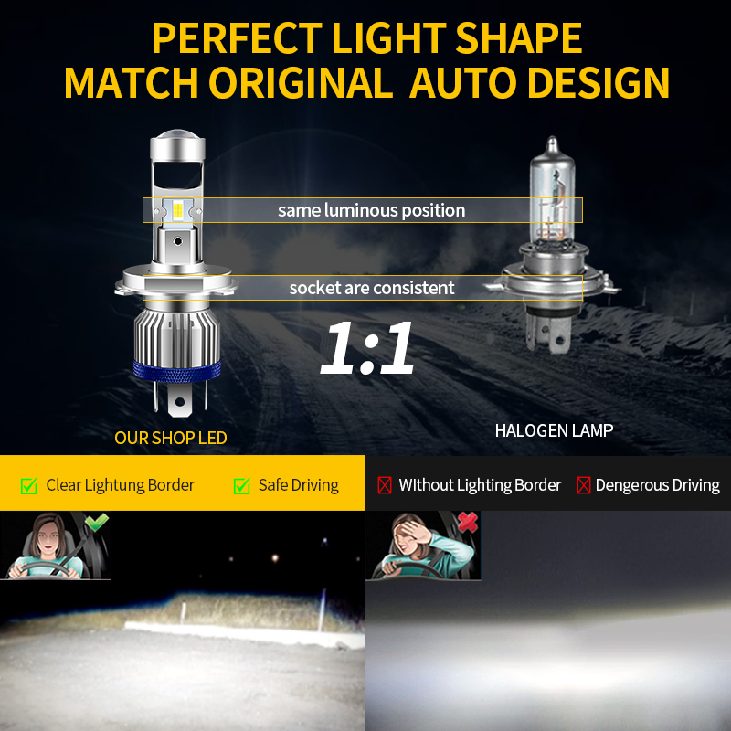 H4 HS1 LED دراجة نارية المصابي - مراجعة Projector Lamp Replacement وسعره