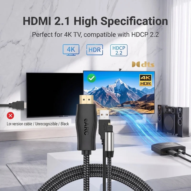 كابل HDMI EARC ARC إلى SPDIF ل - مراجعة Hdmi Arc Cable وسعره